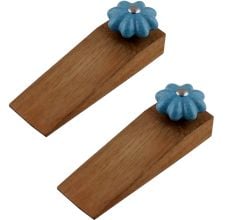 2 Pieces Turquoise Crackle Ceramic Wooden Door Stopper